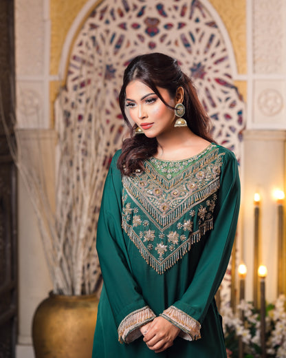 Emerald Grace Embroidered Kurti