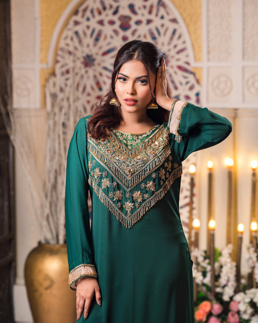 Emerald Grace Embroidered Kurti