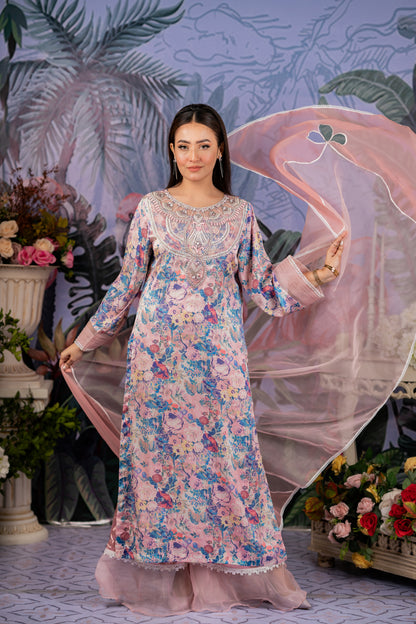 Pastel Floral Embroidered Kameez