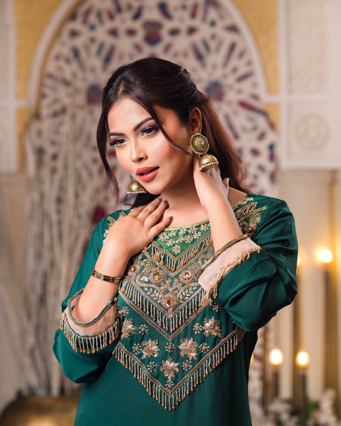 Emerald Grace Embroidered Kurti