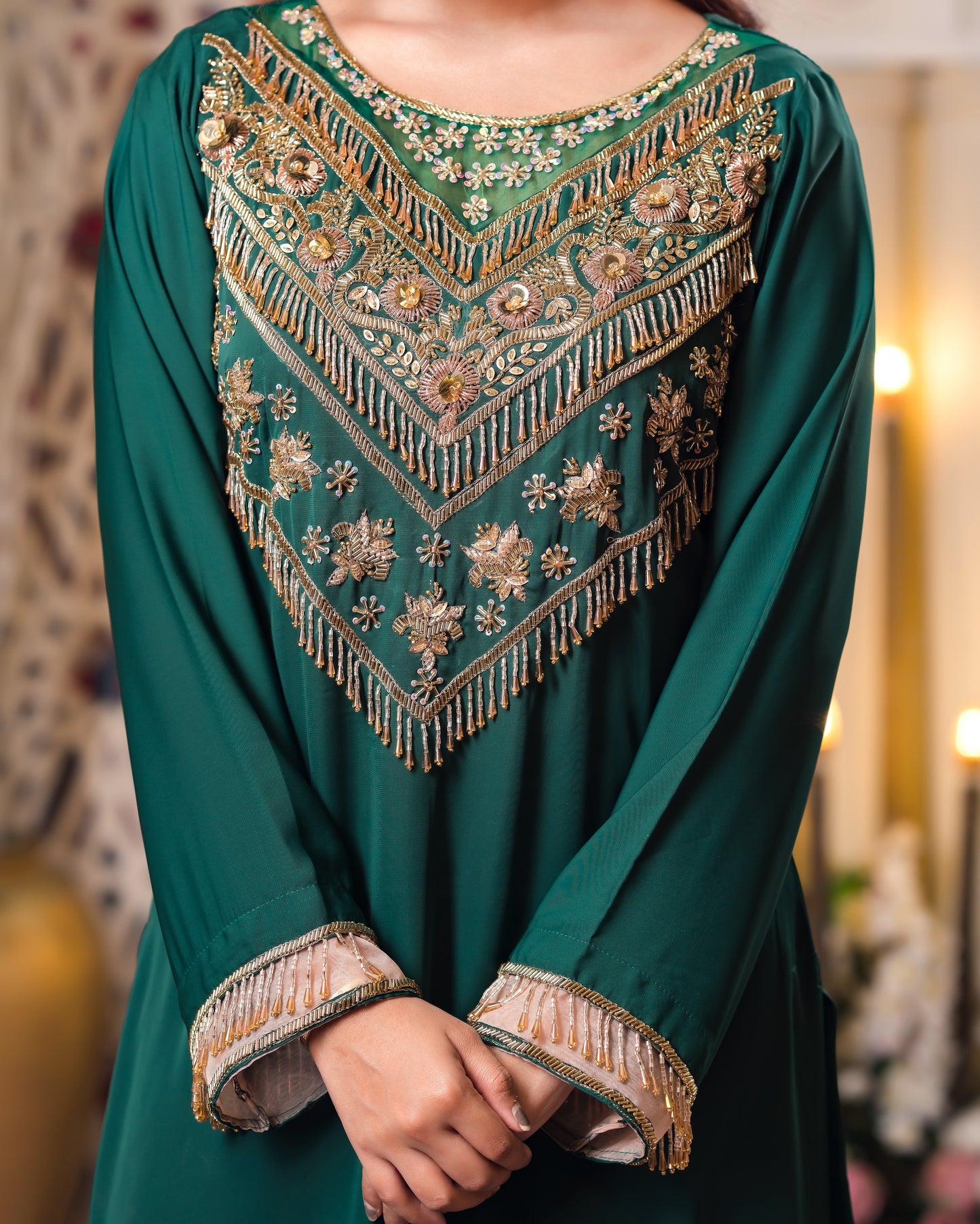 Emerald Grace Embroidered Kurti