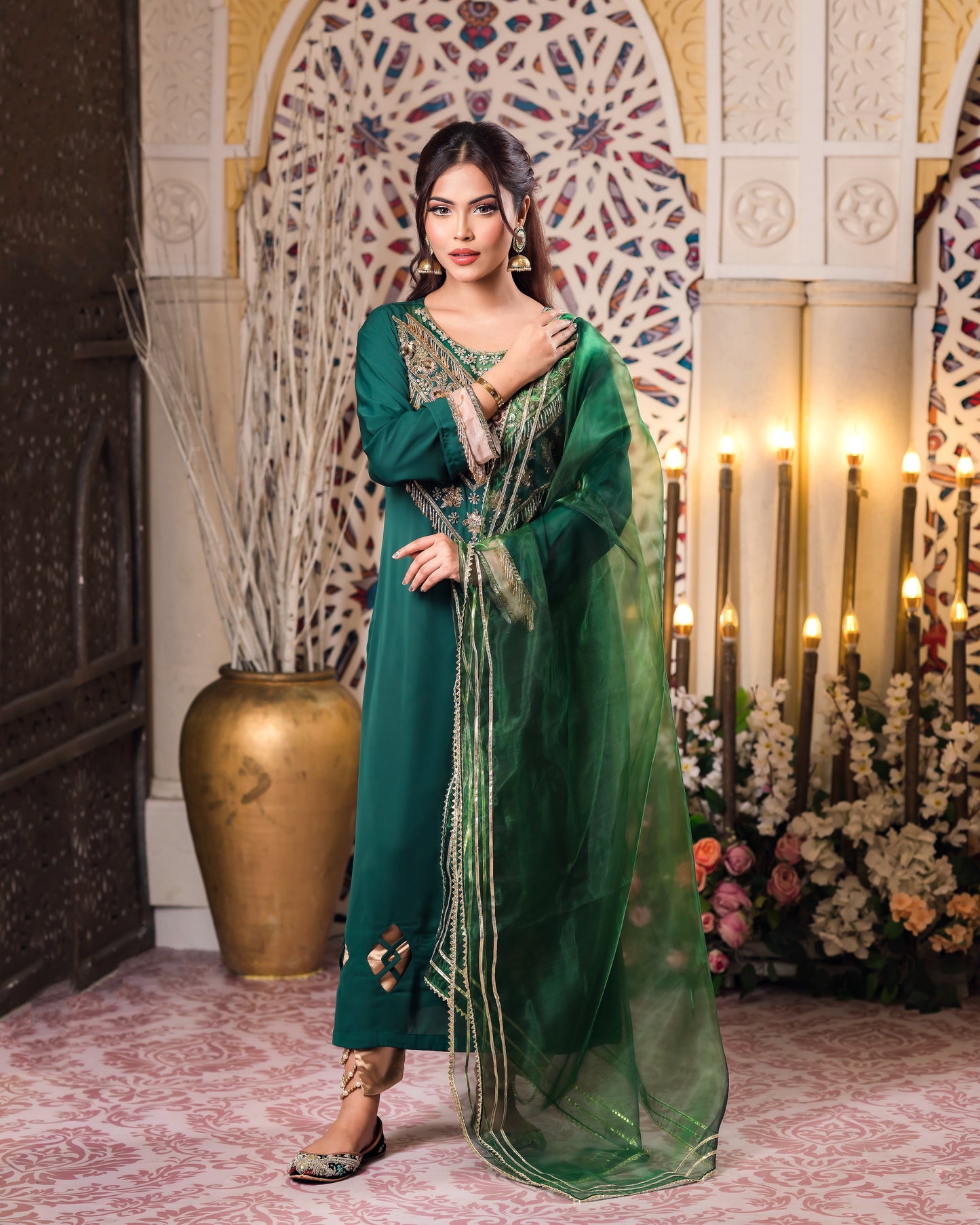 Emerald Grace Embroidered Kurti