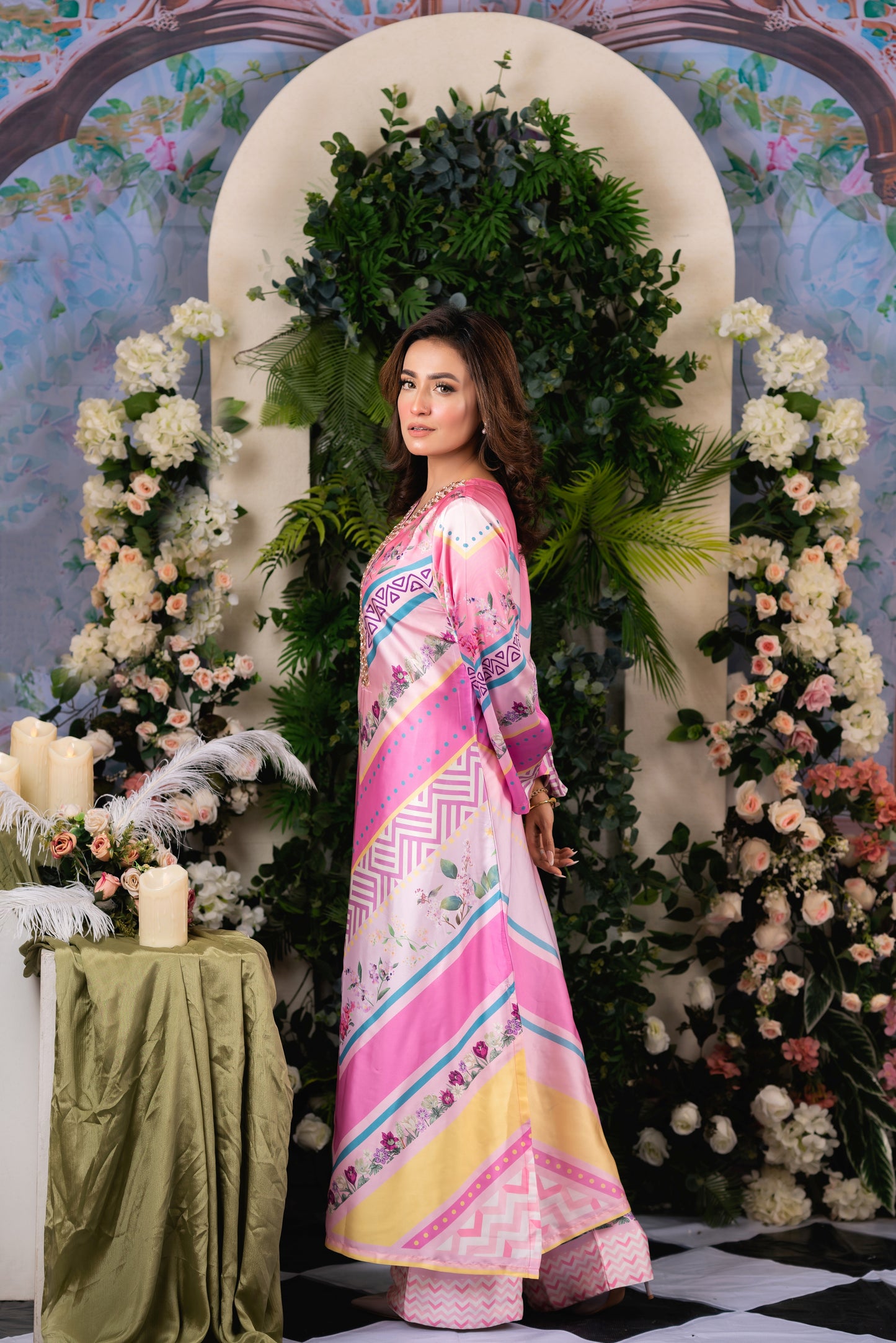 Pink Mirage  Long Kameez And Pant