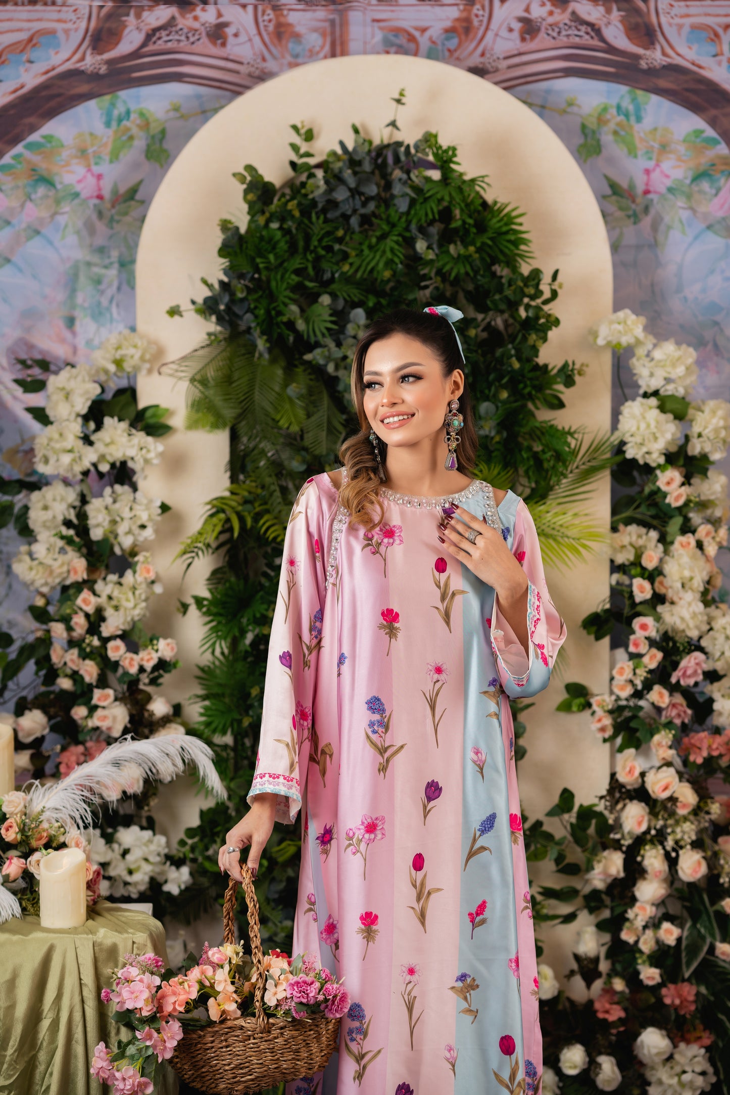 Pastel Blossom Long Kameez And Pant
