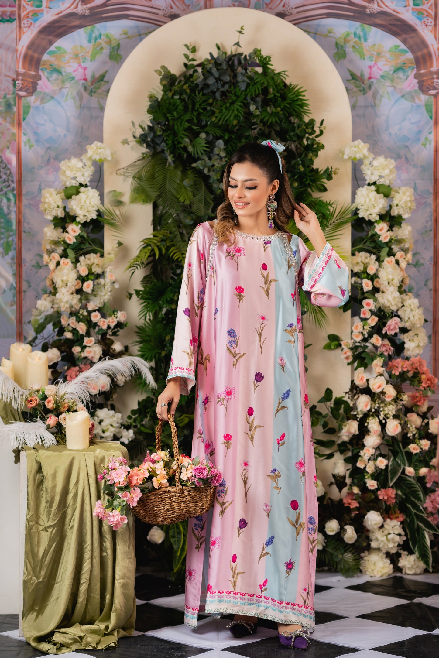Pastel Blossom Long Kameez And Pant