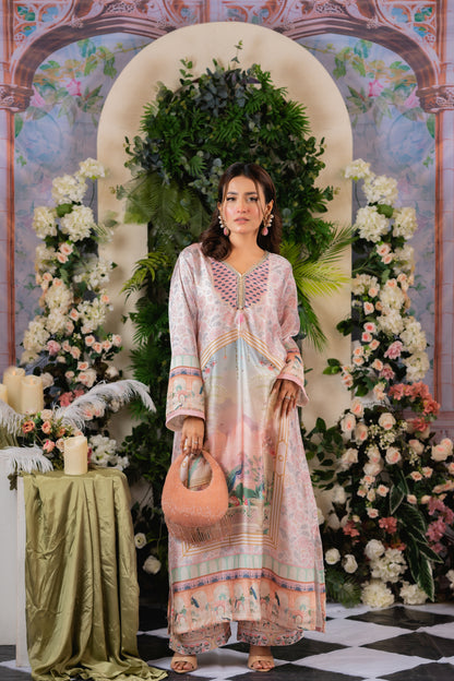 Blush Elegance Ensemble Long Kameez And Pant