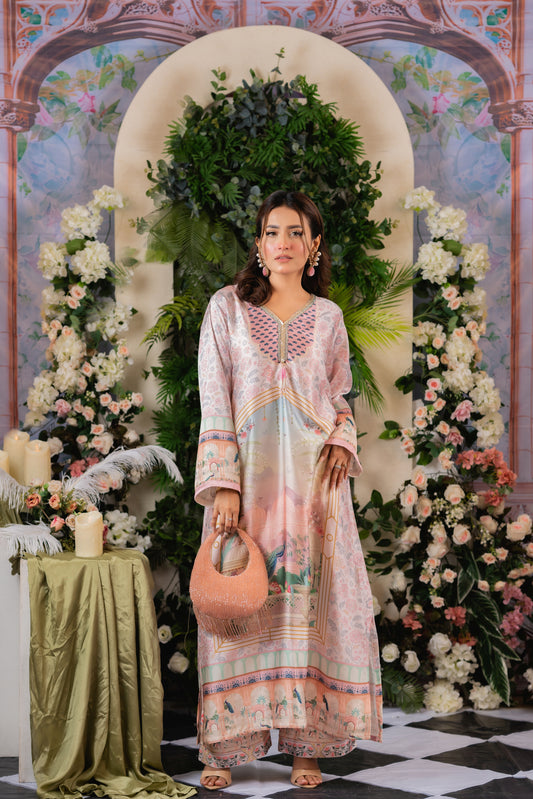 Blush Elegance Ensemble Long Kameez And Pant
