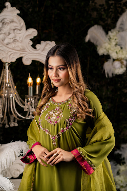 Olive Elegance Shalwar Kameez Set