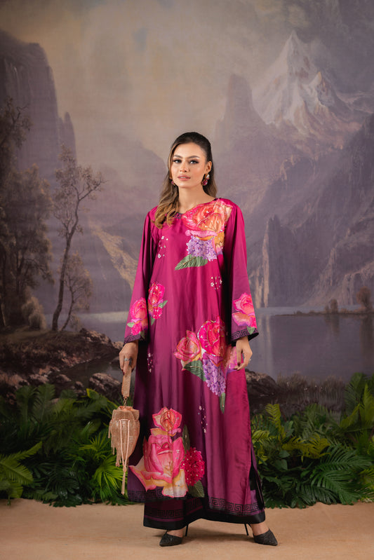 Crimson Rose Luxe Long Kameez And Pant