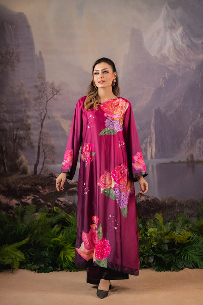 Crimson Rose Luxe Long Kameez And Pant