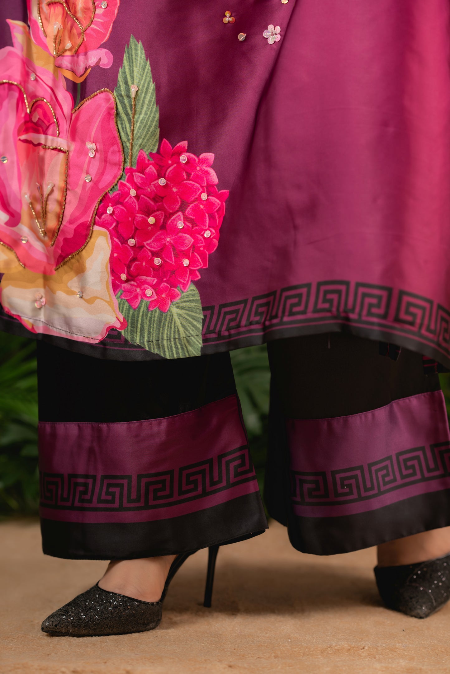 Crimson Rose Luxe Long Kameez And Pant
