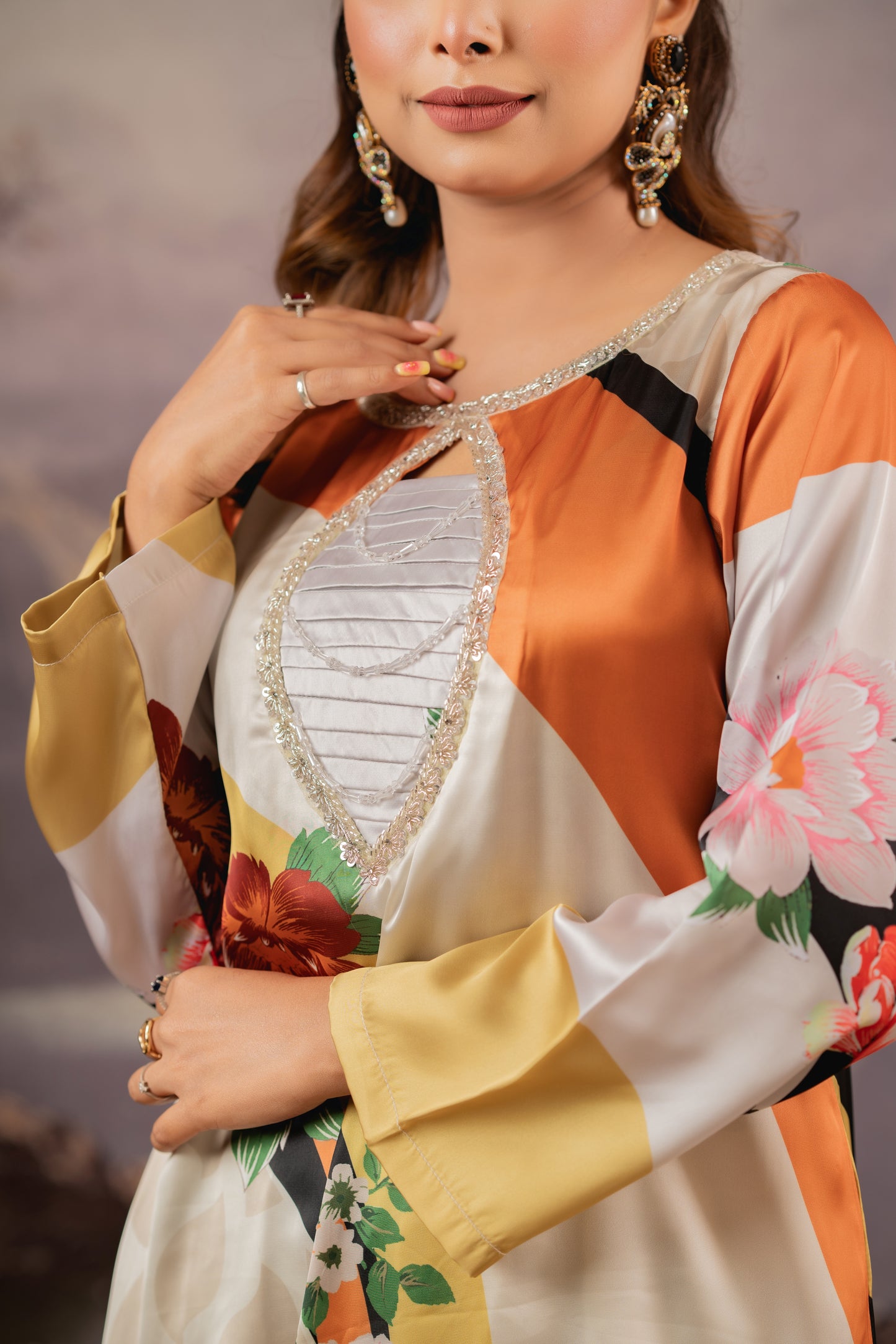 Sunset Bloom Kameez Long Kameez And Pant