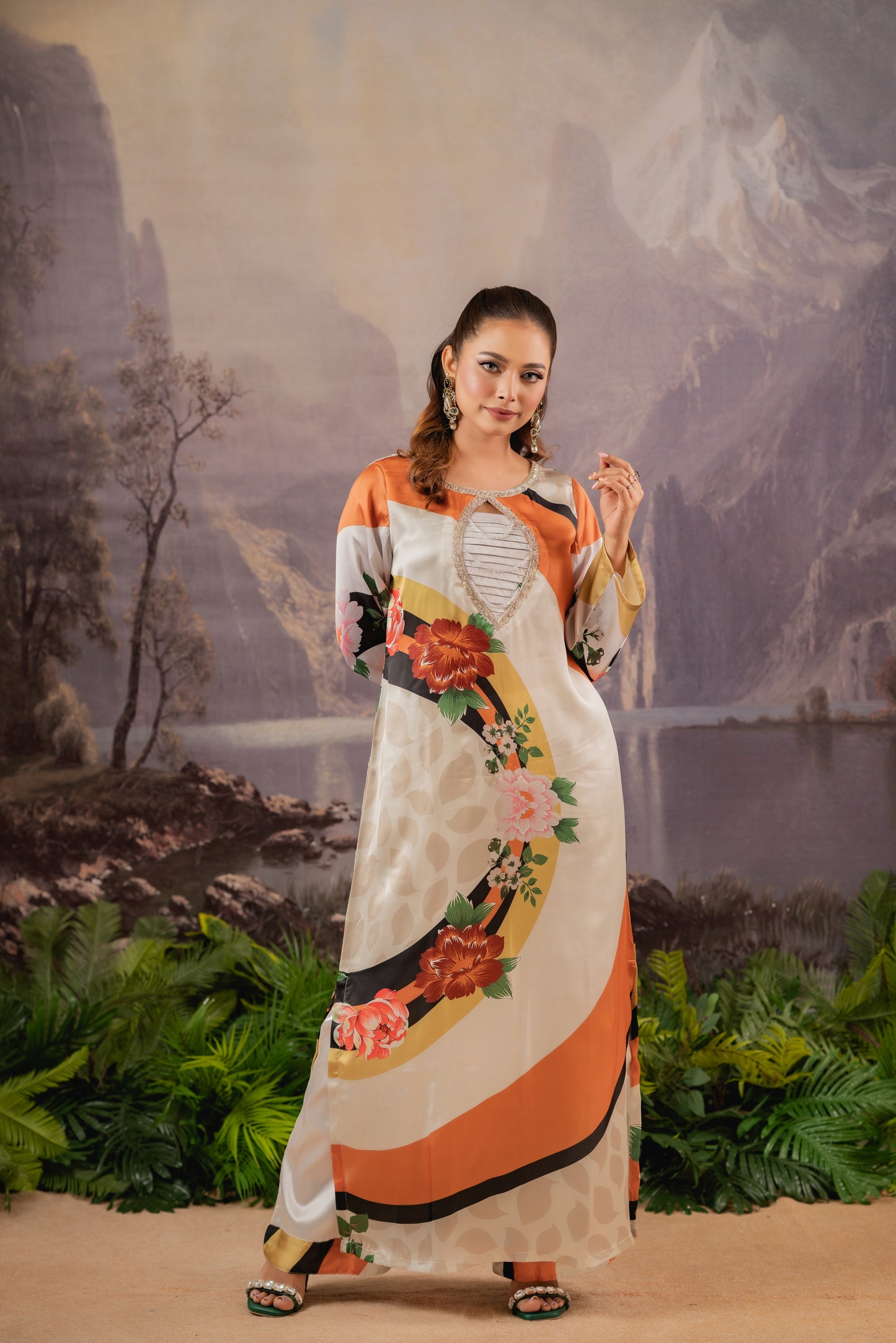 Sunset Bloom Kameez Long Kameez And Pant