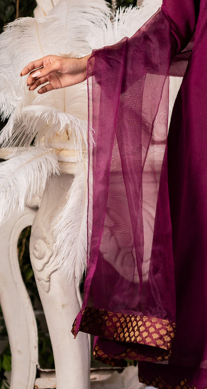 Sheer Plum Embroidered Dupatta