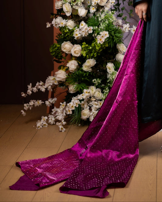 Magenta Silk Embellished Dupatta