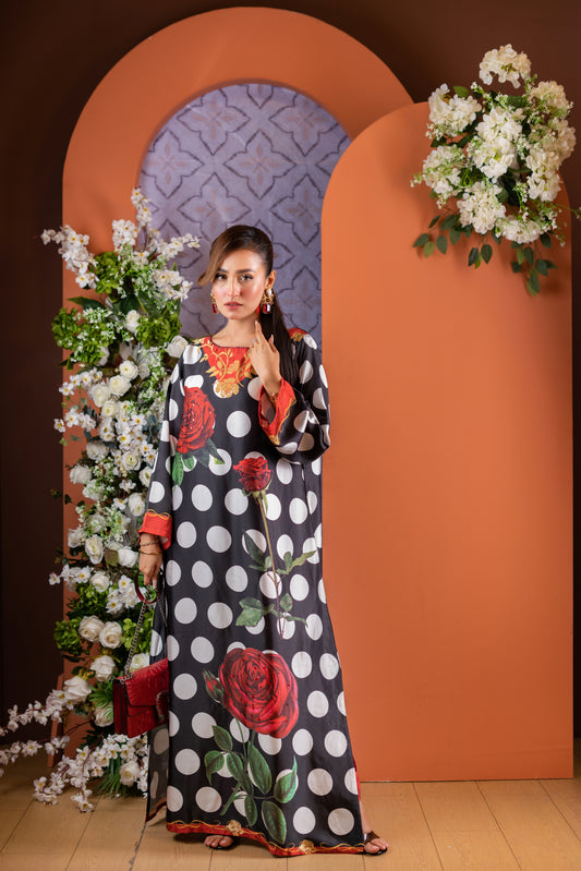 Polka Rose Long Kameez And Pant