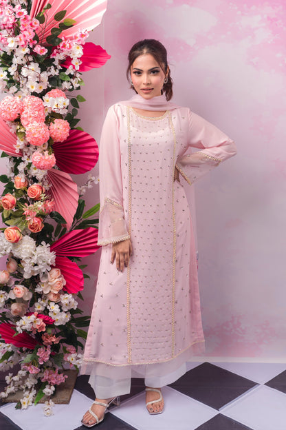 Baby Pink Stone Studded Kameez & Dupatta