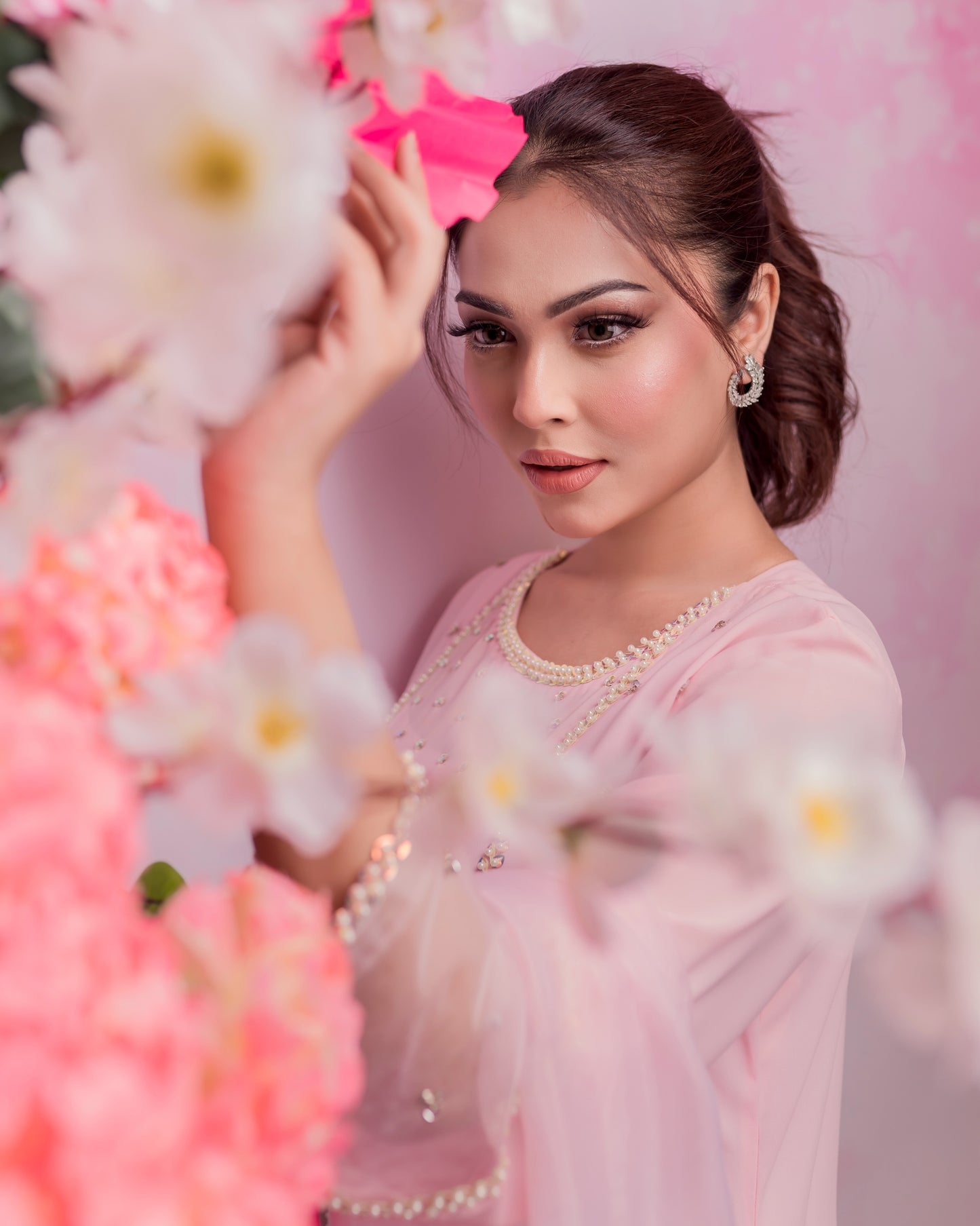 Baby Pink Stone Studded Kameez & Dupatta