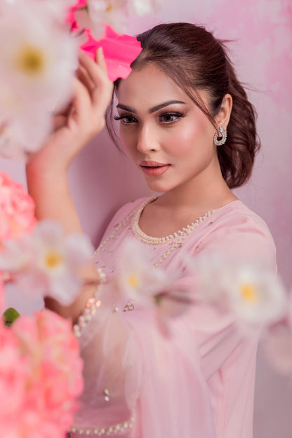 Baby Pink Stone Studded Kameez & Dupatta