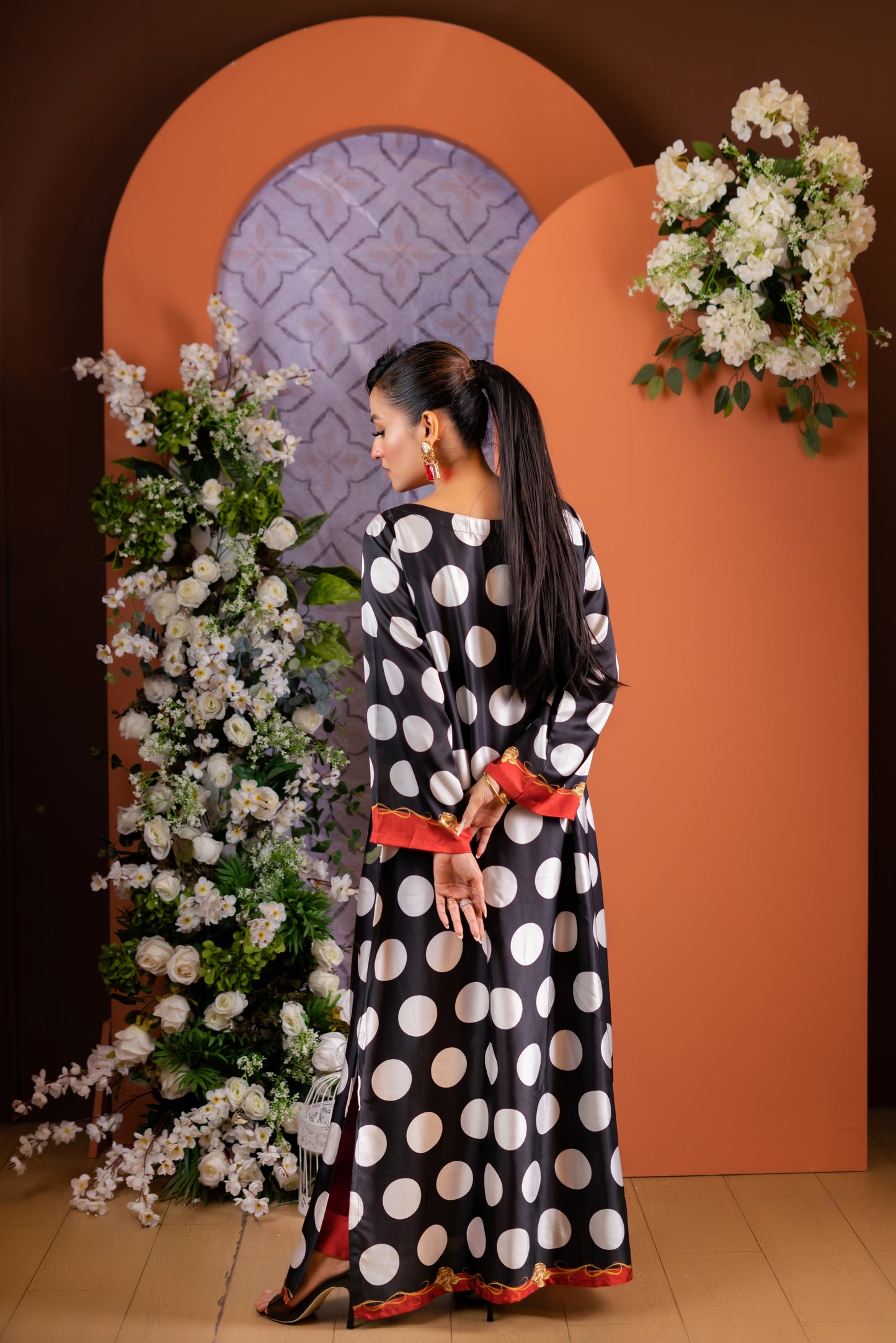 Polka Rose Long Kameez And Pant