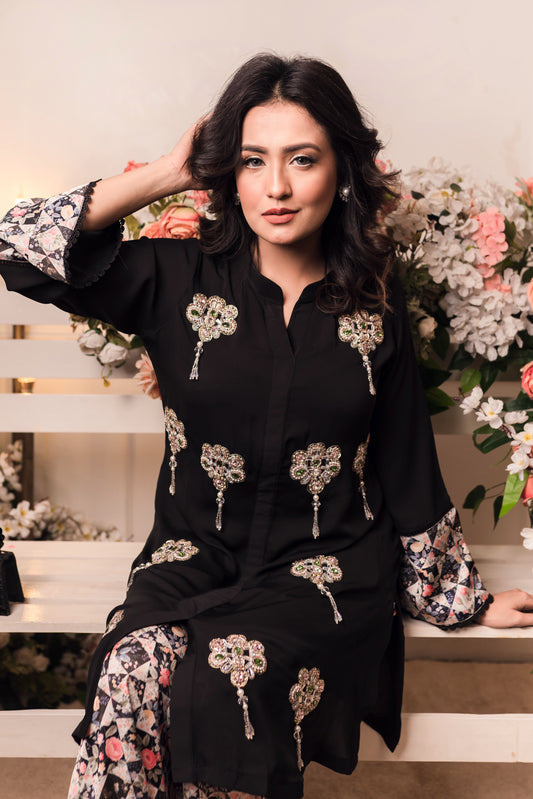 Black Elegance Embroidered Co-Ord