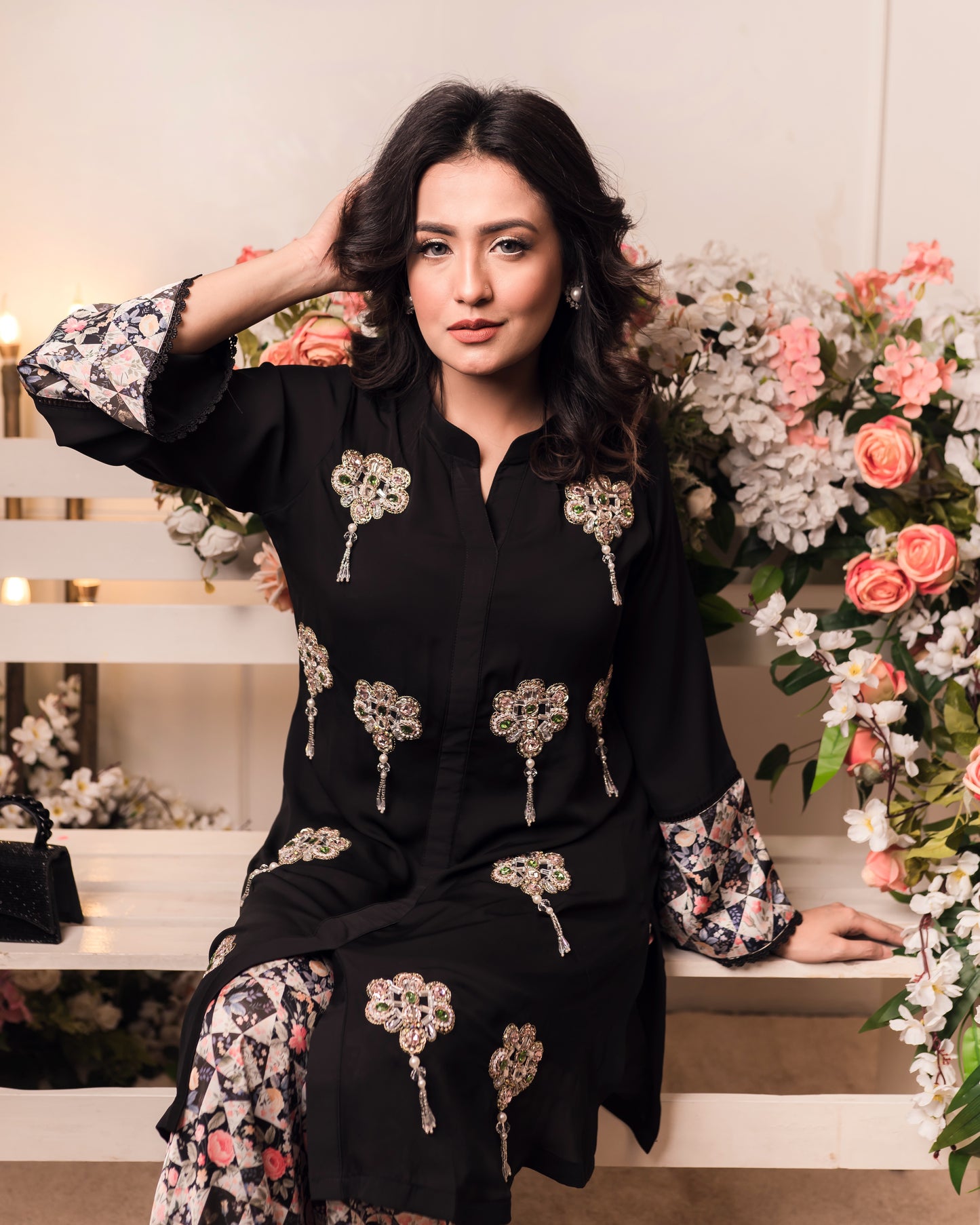 Black Elegance Embroidered Co-Ord