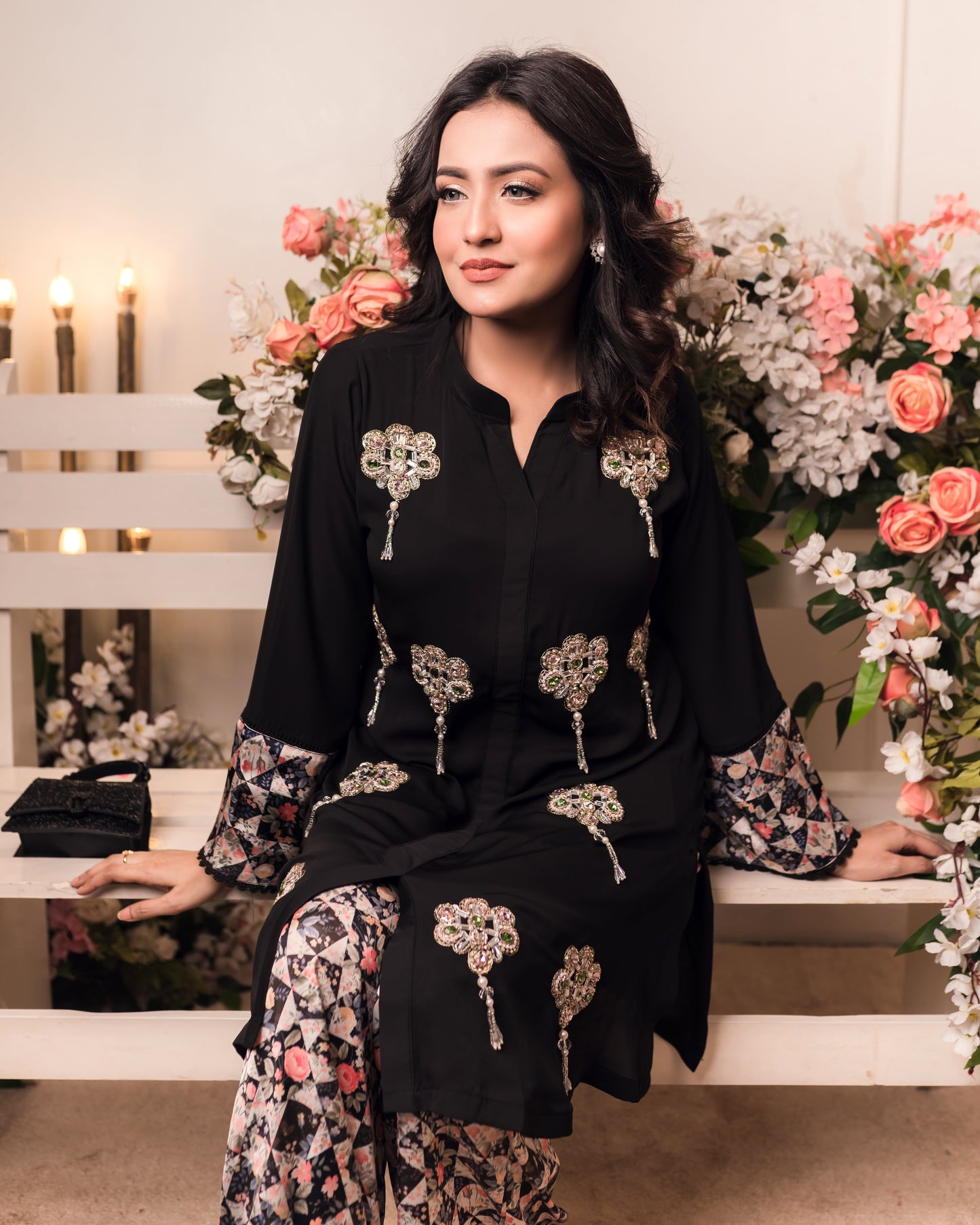 Black Elegance Embroidered Co-Ord