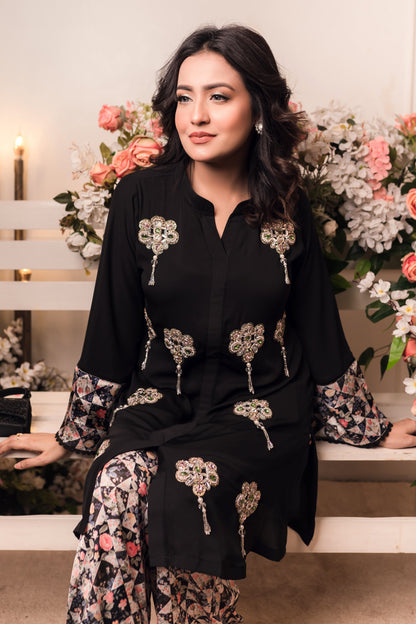 Black Elegance Embroidered Co-Ord