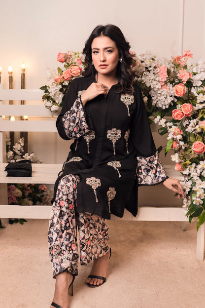 Black Elegance Embroidered Co-Ord