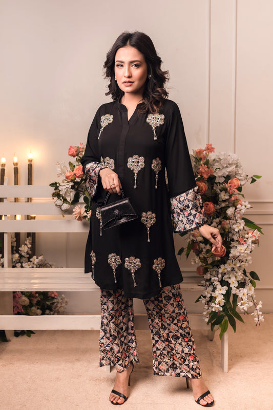 Black Elegance Embroidered Co-Ord