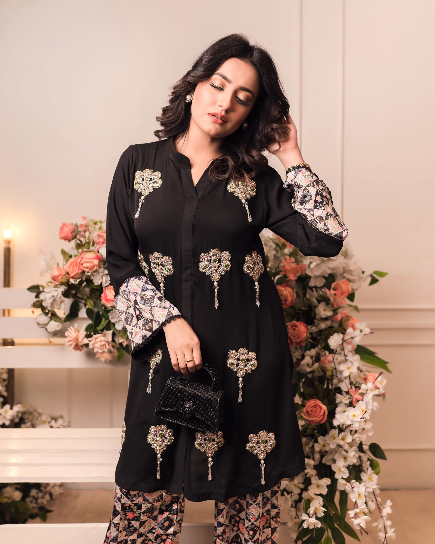 Black Elegance Embroidered Co-Ord