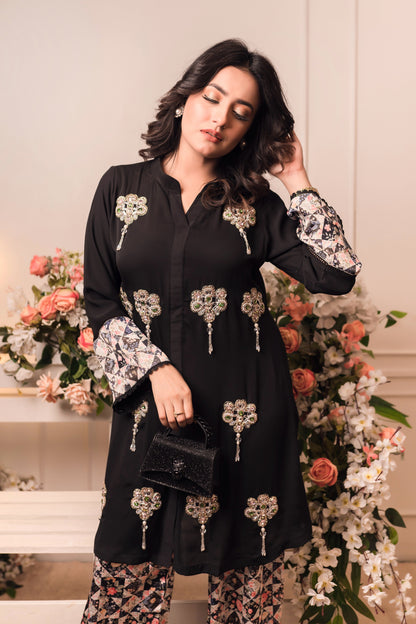 Black Elegance Embroidered Co-Ord