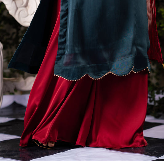 Maroon Silk Palazzo