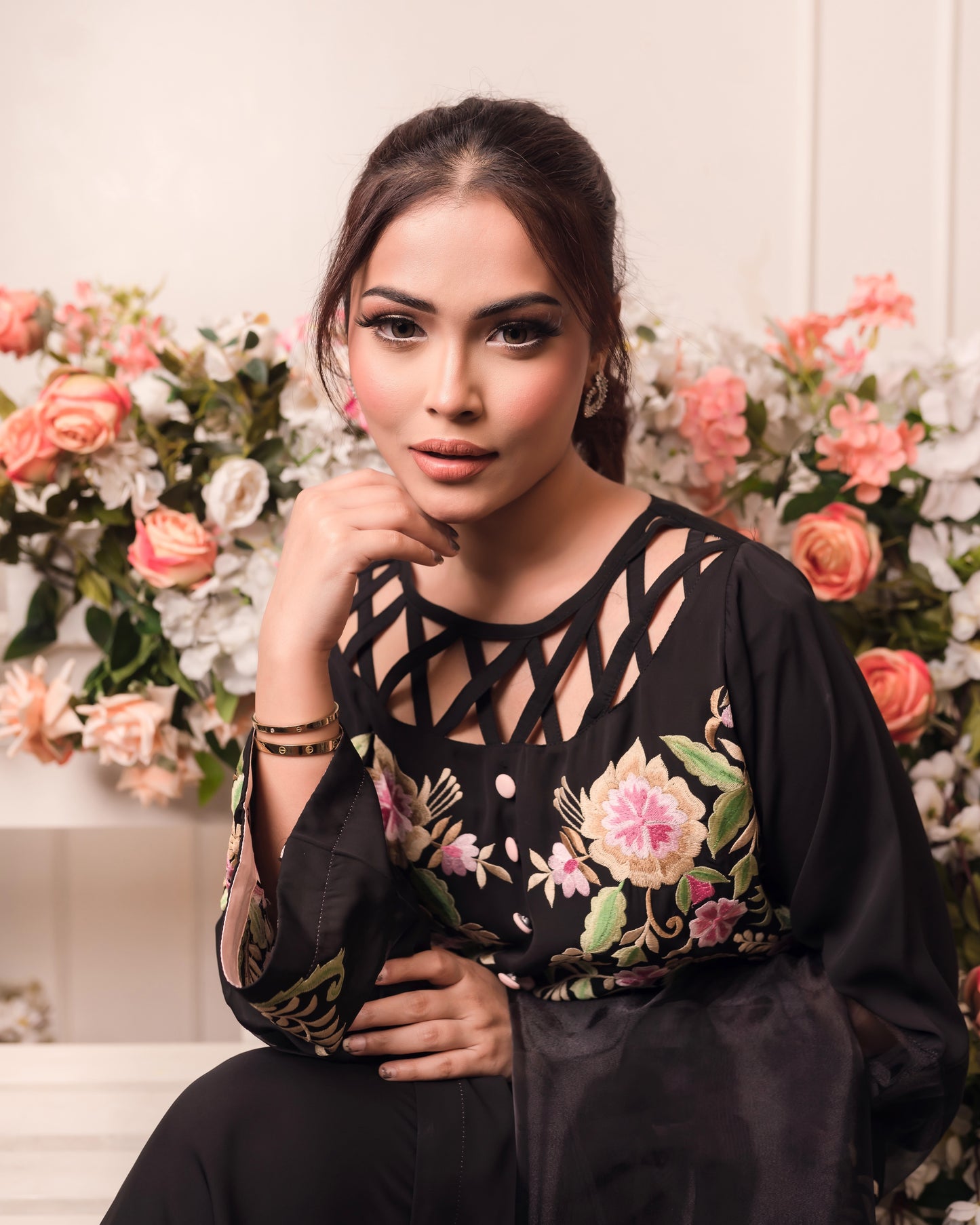 Midnight Garden Embroidered Kurti