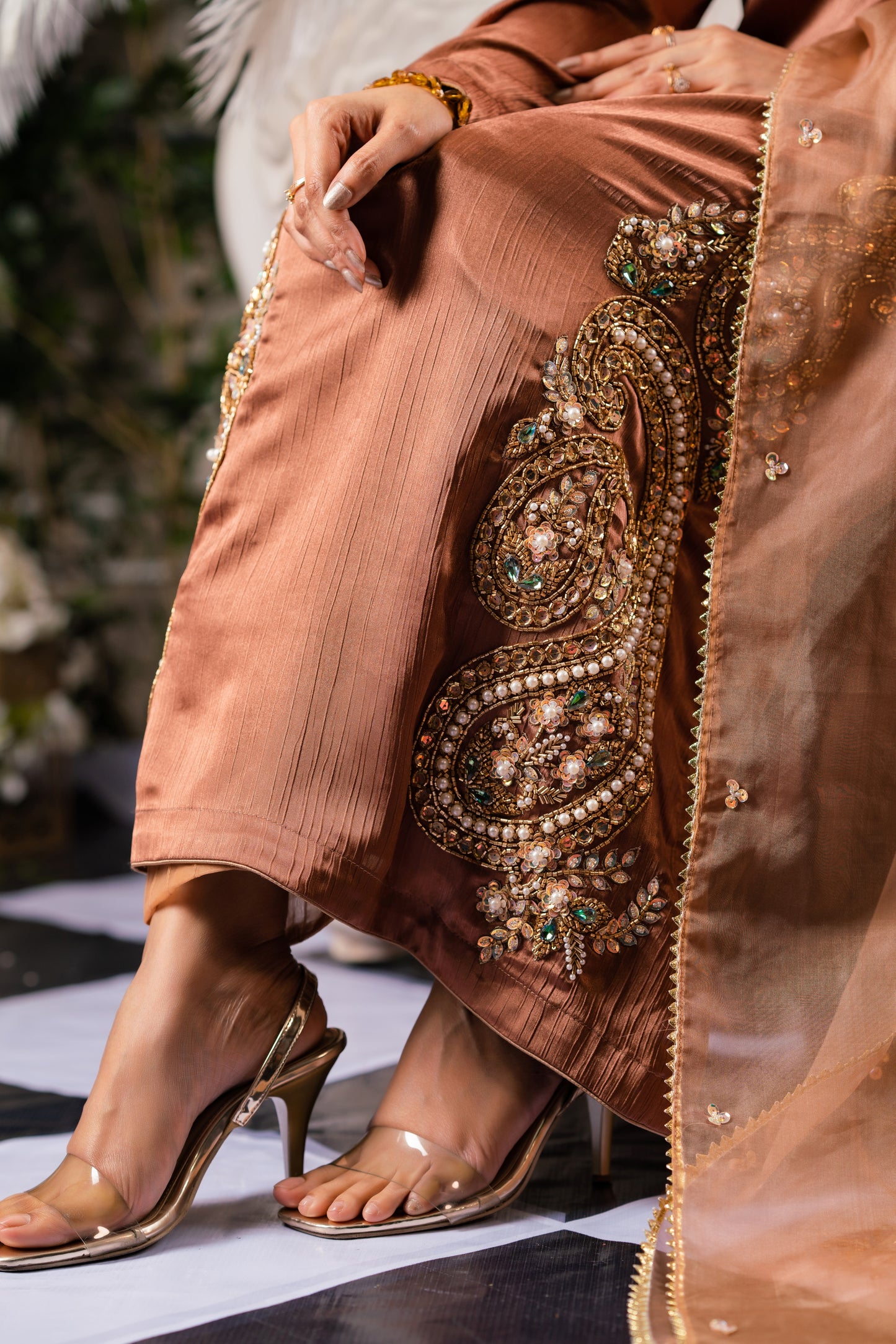 Copper Embellished Kameez