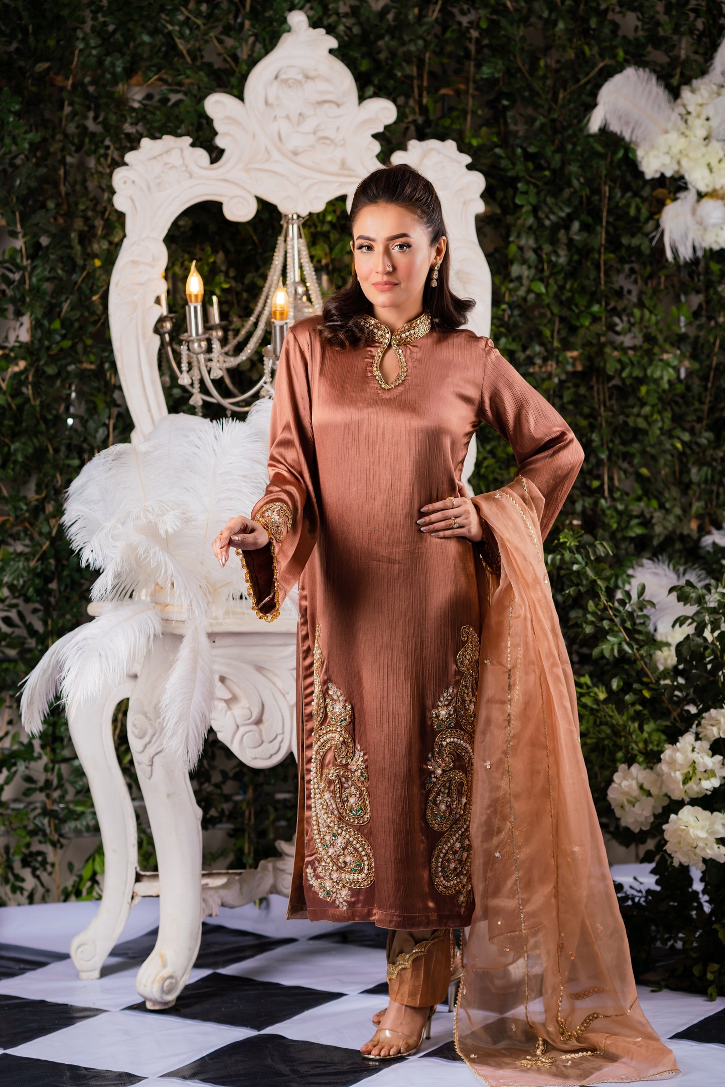 Copper Embellished Kameez