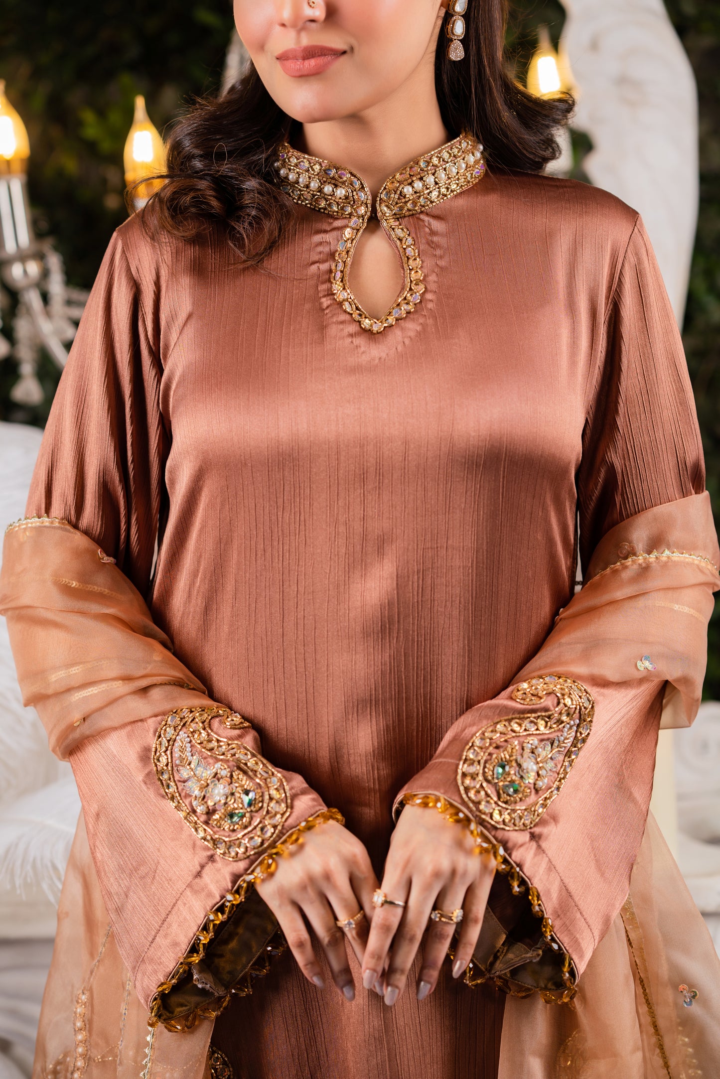 Copper Embellished Kameez