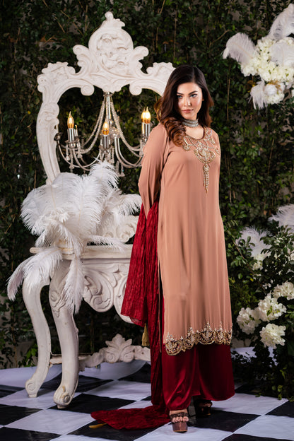 Sweet Brown Karchupi Kameez