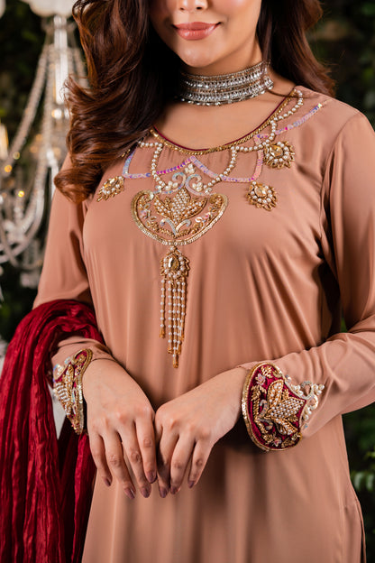 Sweet Brown Karchupi Kameez