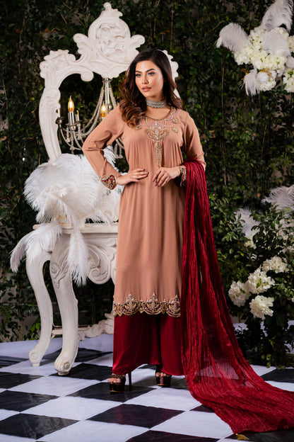 Sweet Brown Karchupi Kameez