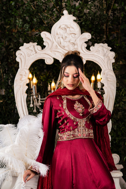 Regal Maroon Anarkali Gown