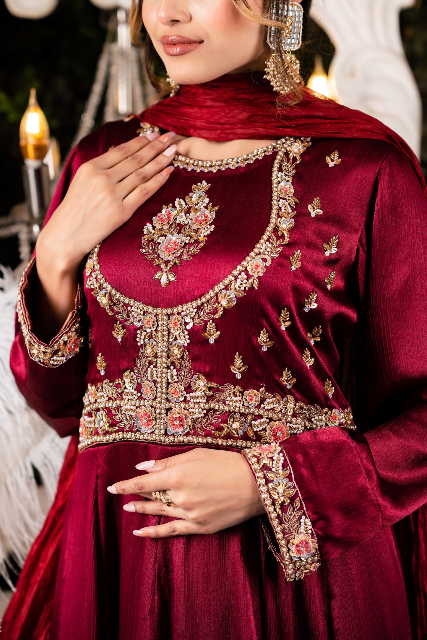 Regal Maroon Anarkali Gown