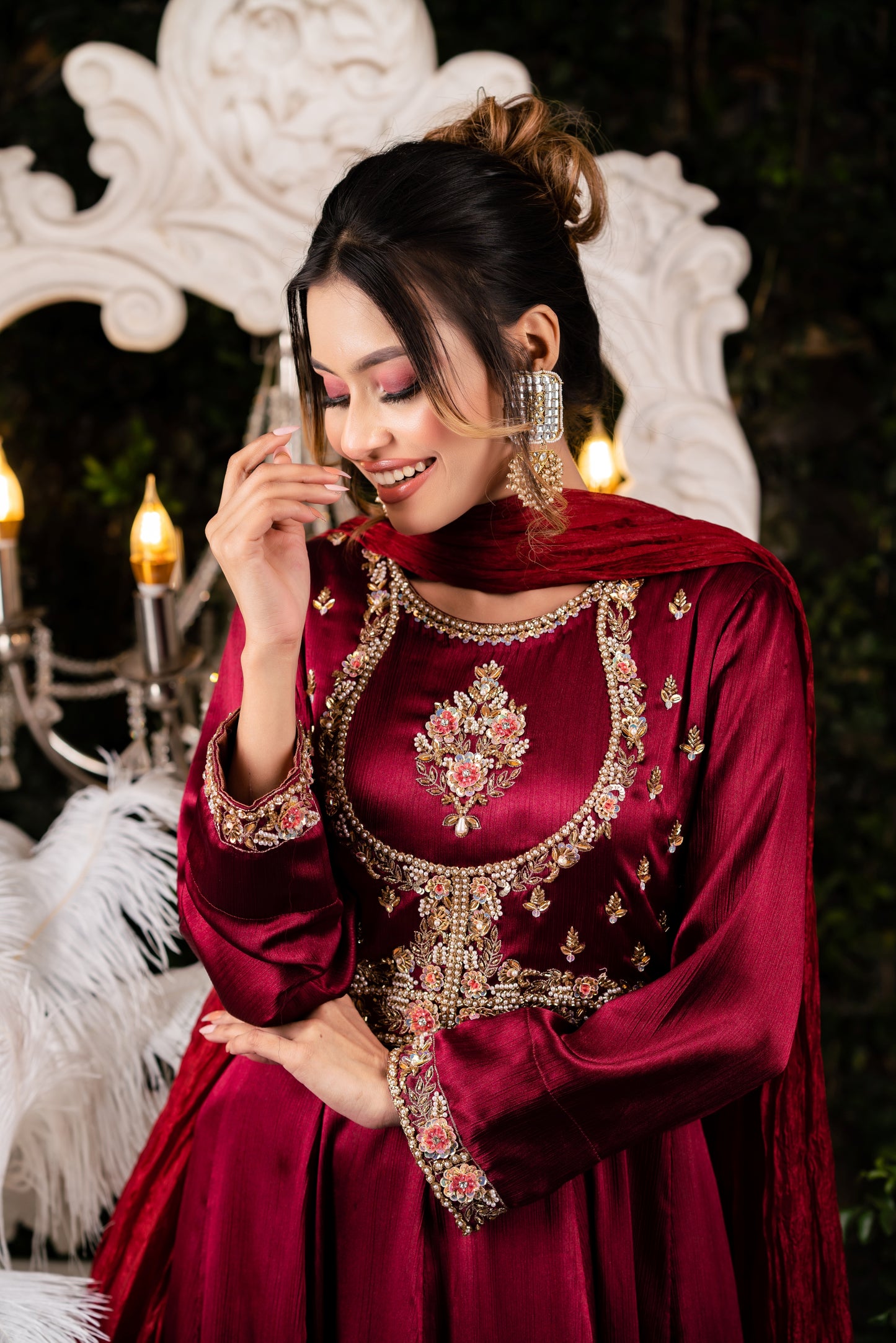 Regal Maroon Anarkali Gown