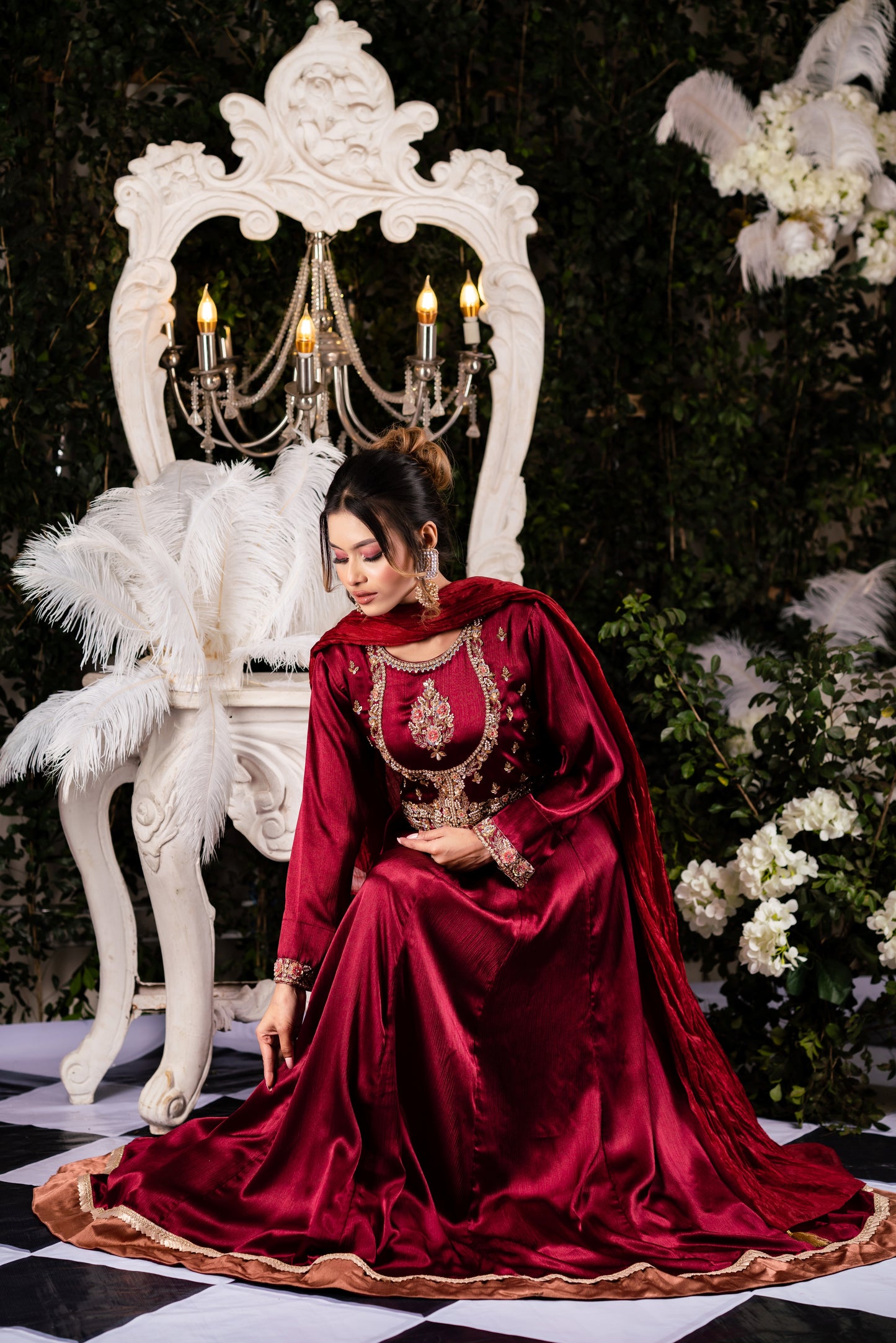 Regal Maroon Anarkali Gown