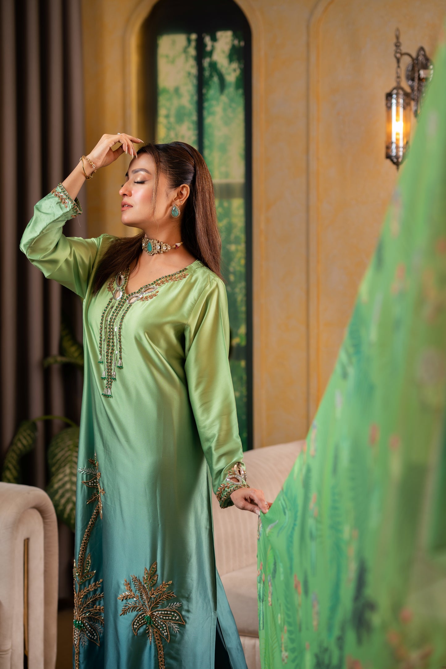 Green Ombre Luxe Kameez And Pant set