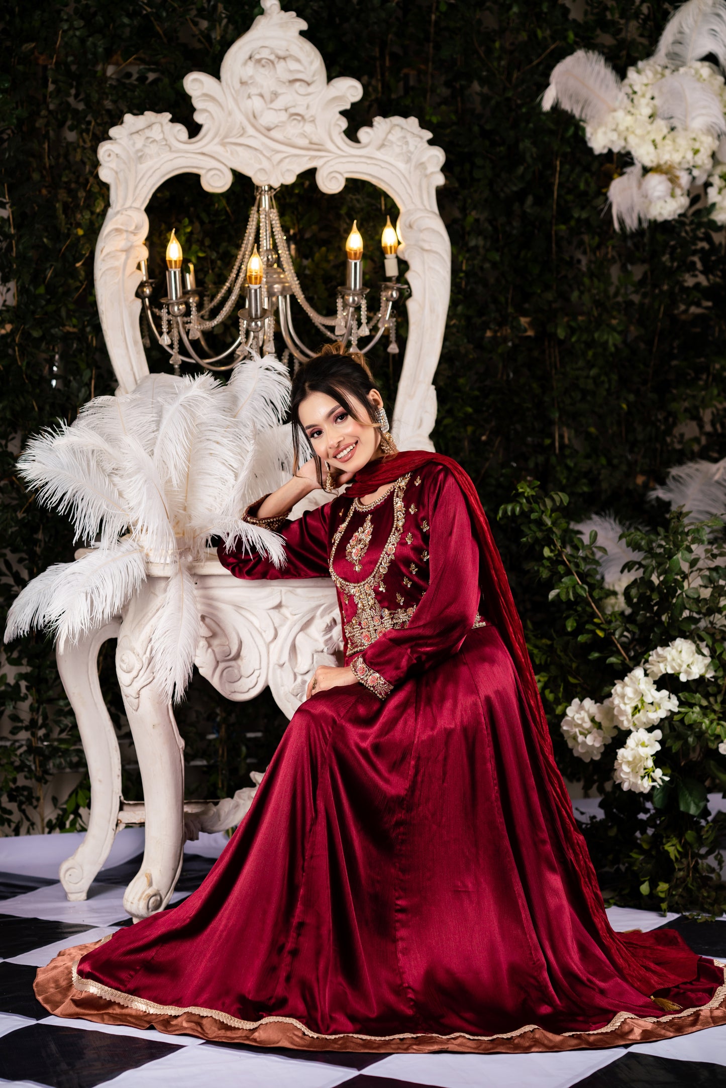 Regal Maroon Anarkali Gown