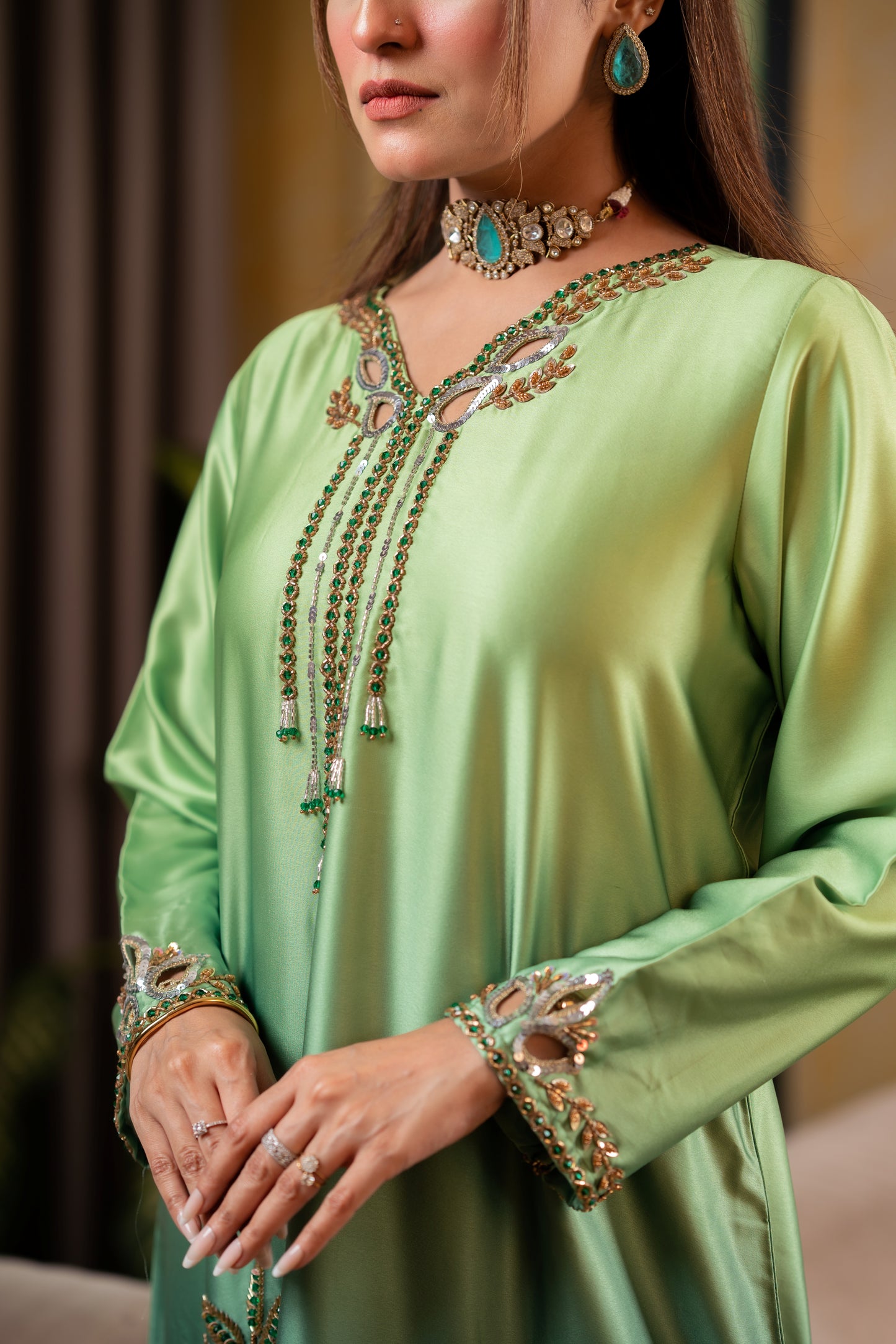 Green Ombre Luxe Kameez And Pant set