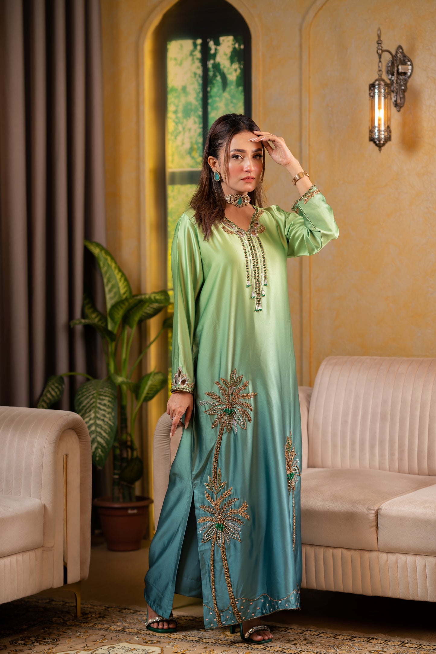Green Ombre Luxe Kameez And Pant set