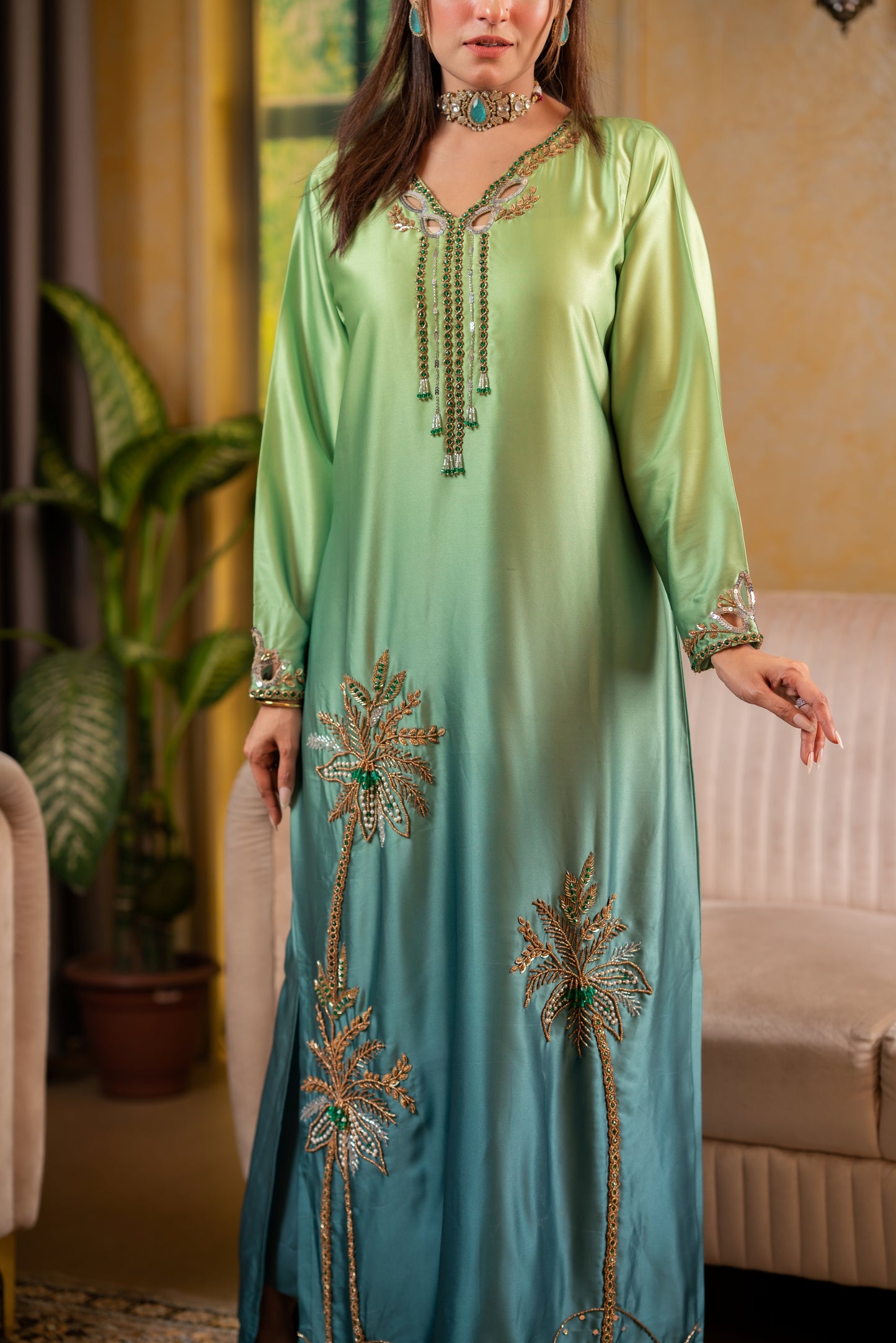 Green Ombre Luxe Kameez And Pant set
