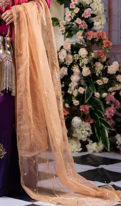 Sheer Peach Embroidered Dupatta